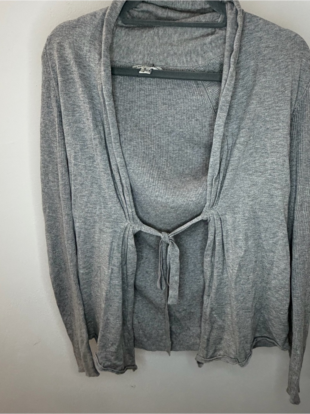 Banana Republic Light Gray Ribbed Knit Cardigan